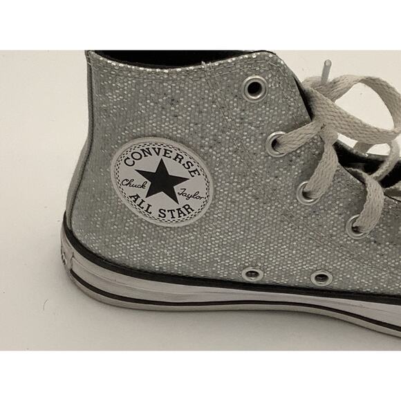 Kids Converse High Top Silver Sparkles Youth 1 Festive Holiday Party - Picture 3 of 7